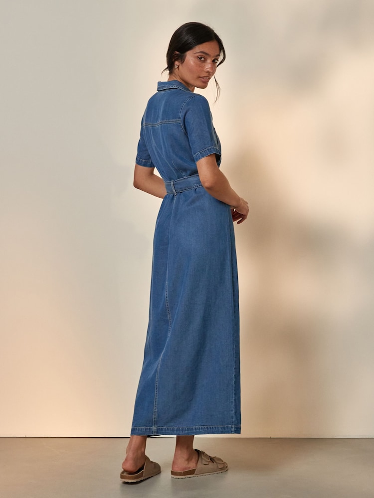 denim maxi dress uk Buy Mid Blue Denim Maxi Dress from the Next UK online shop