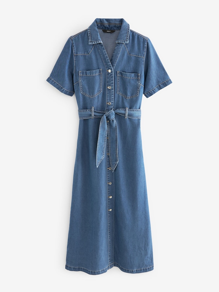 Buy Mid Blue Denim Maxi Dress from the Next UK online shop