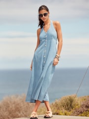 Mid Blue Denim Midi Dress - Image 1 of 6