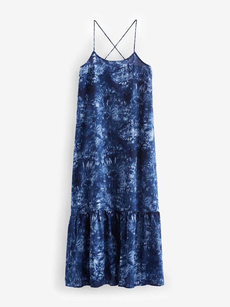 Blue Tie Dye Maxi Summer Dress - Image 6 of 6