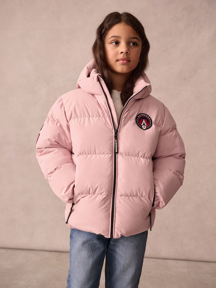 Superdry Pink Sports Puffer Coat - Image 1 of 12