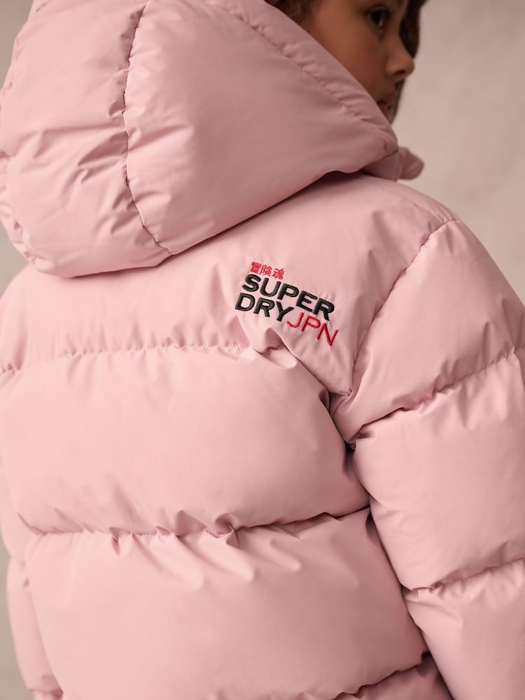 Superdry Pink Sports Puffer Coat - Image 2 of 12