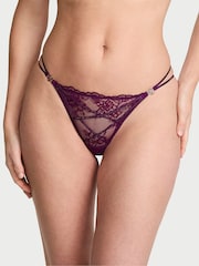 Victoria's Secret Party On Purple Thong Lace Shine Strappy Knickers - Image 2 of 3