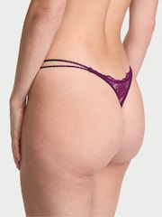 Victoria's Secret Party On Purple Thong Lace Shine Strappy Knickers - Image 3 of 3
