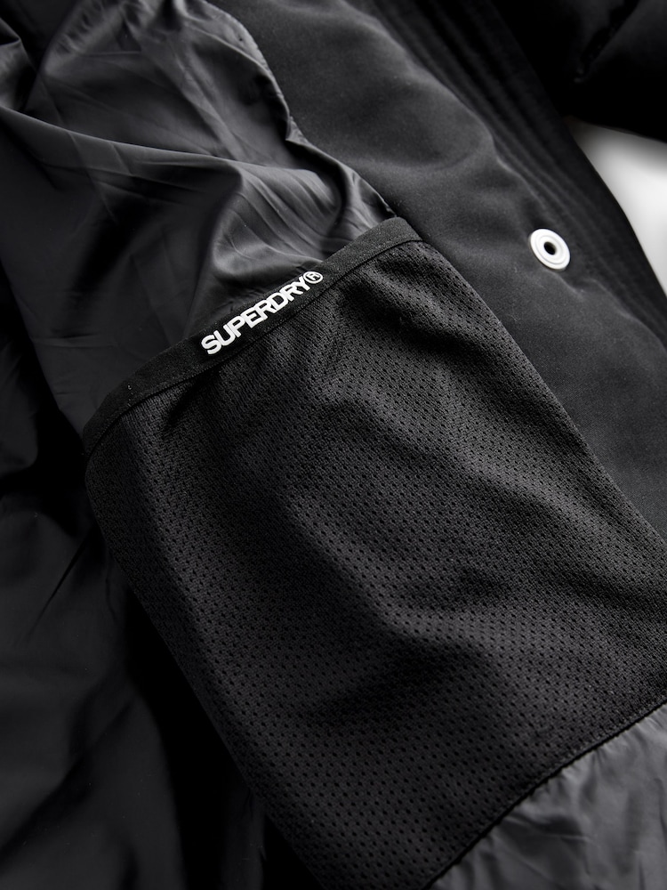 Superdry Black Everest Longline Parka Coat - Image 10 of 10 Superdry Black Everest Longline Parka Coat - Image 10 of 10