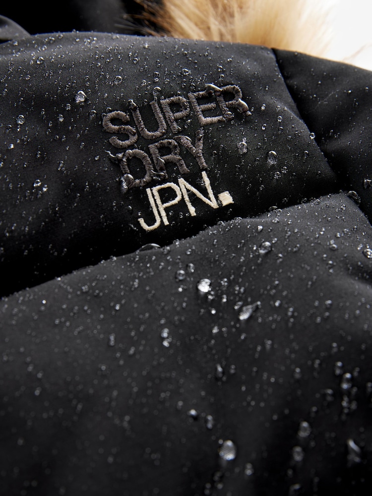 Superdry Black Everest Longline Parka Coat - Image 13 of 13