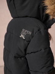 Superdry Black Everest Longline Parka Coat - Image 2 of 13