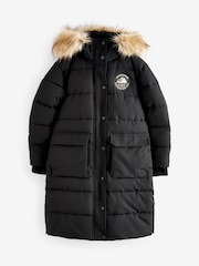 Superdry Black Everest Longline Parka Coat - Image 7 of 13