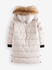 Superdry Cream Everest Longline Parka Coat - Image 10 of 13