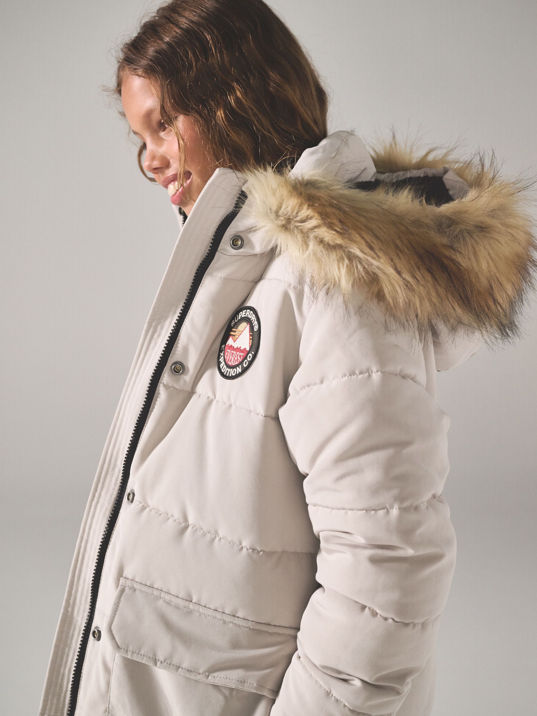 Buy Superdry Cream Everest Longline Puffer Coat from Next USA