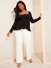Curves Like These Black Knitted Peplum Top - Image 3 of 4