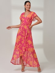Jolie Moi Gisselle Maxikleid aus Mesh mit Volantsaum - Bild 1 von 1