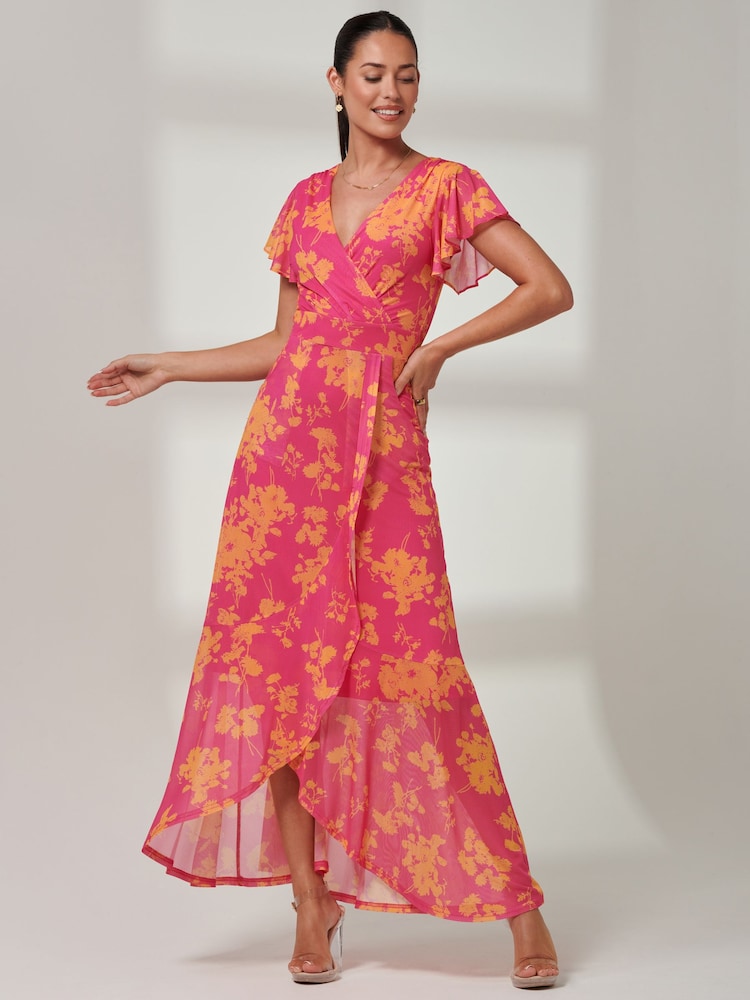 Jolie Moi Gisselle Maxikleid aus Mesh mit Volantsaum - Bild 1 von 1