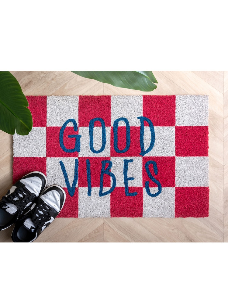 pt, Pink/White Good Vibes Doormat - Image 1 of 3
