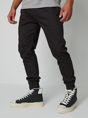 Threadbare Black Slim Fit Cuffed Casual Trousers With Stretch - Image 1 of 3