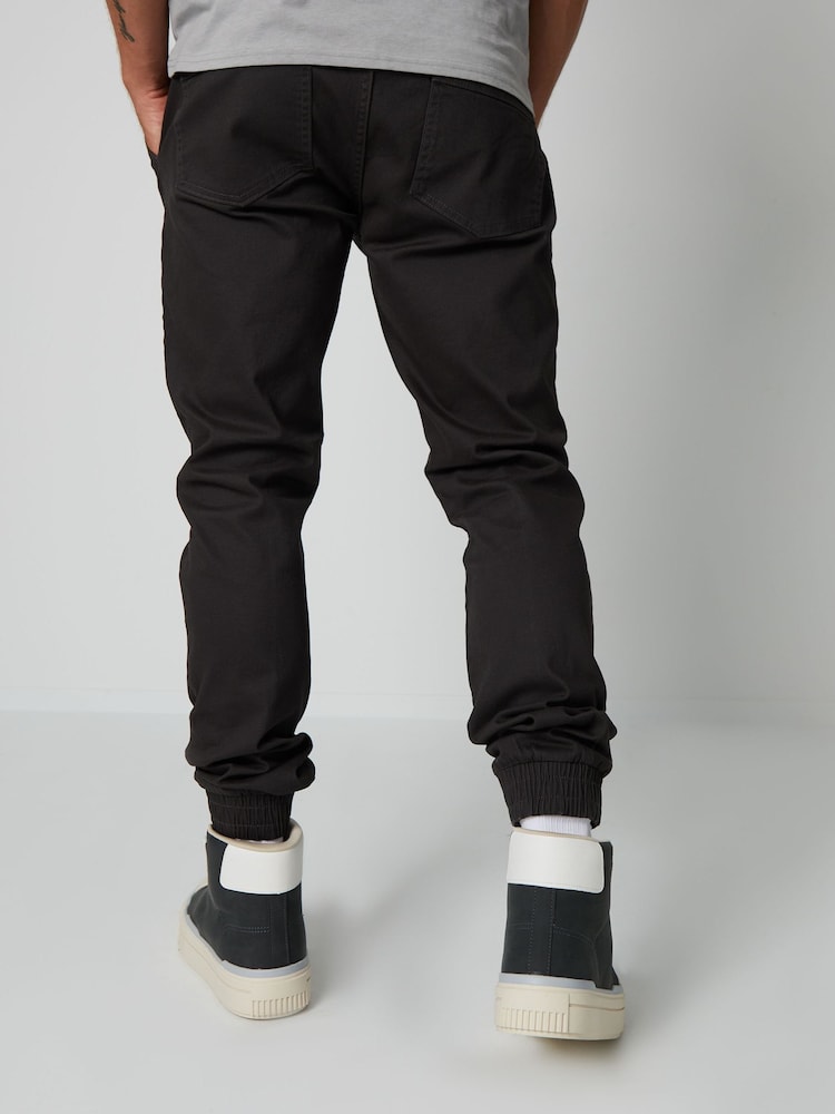 Negro - Pantalones informales de corte slim elástico con bajo ajustado de Threadbare - Imagen 2 de 3 Negro - Pantalones informales de corte slim elástico con bajo ajustado de Threadbare - Imagen 2 de 3