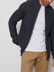 Threadbare Navy Grey Zip Up Cardigan - Image 4 of 5