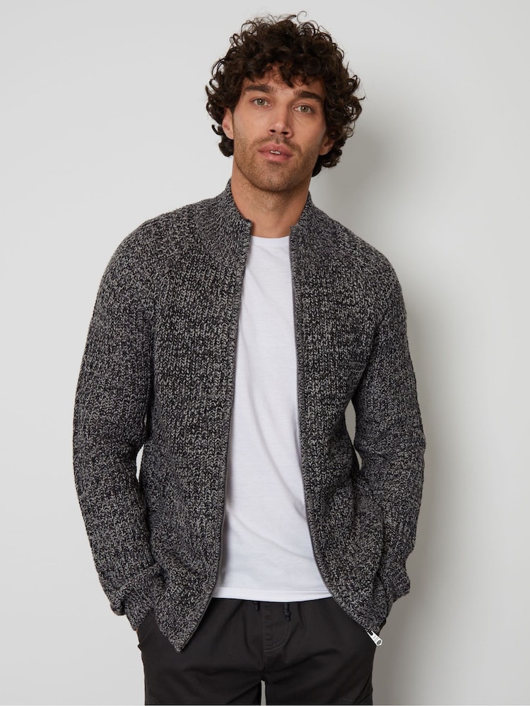 Threadbare Grey Grey Zip Up Cardigan - Image 1 of 4
