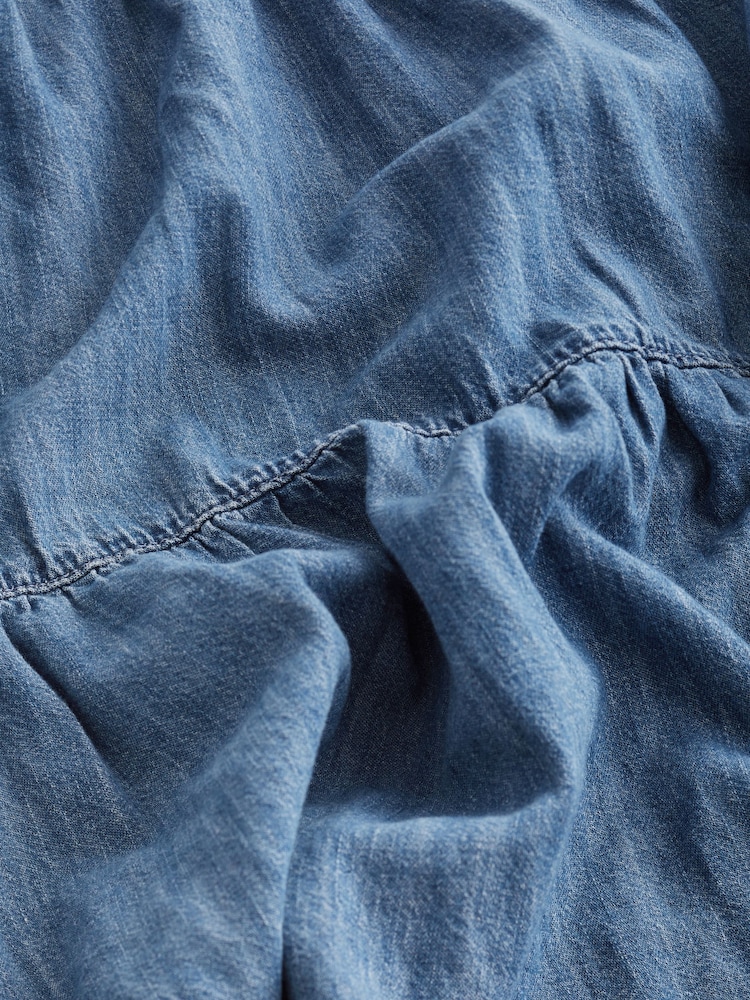 Blue Tiered Lightweight Denim Maxi Skirt - Image 6 of 6
