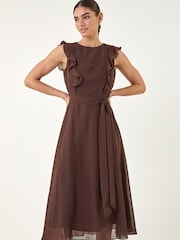 Roman Chiffon Frill Front Midi Dress - Image 2 of 5