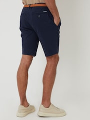 Threadbare Navy Cotton Stretch Turn-Up Chino Shorts with Woven Belt - Image 2 of 4