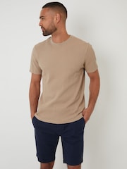 Threadbare Navy Cotton Stretch Turn-Up Chino Shorts with Woven Belt - Image 3 of 4