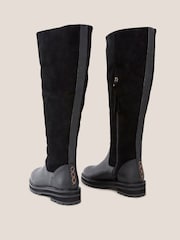 White Stuff Enya Leather Fur Knee Black Boots - Image 3 of 4