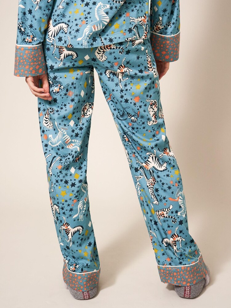 White Stuff Blue Nina Organic Pyjama Bottoms - Image 2 of 7