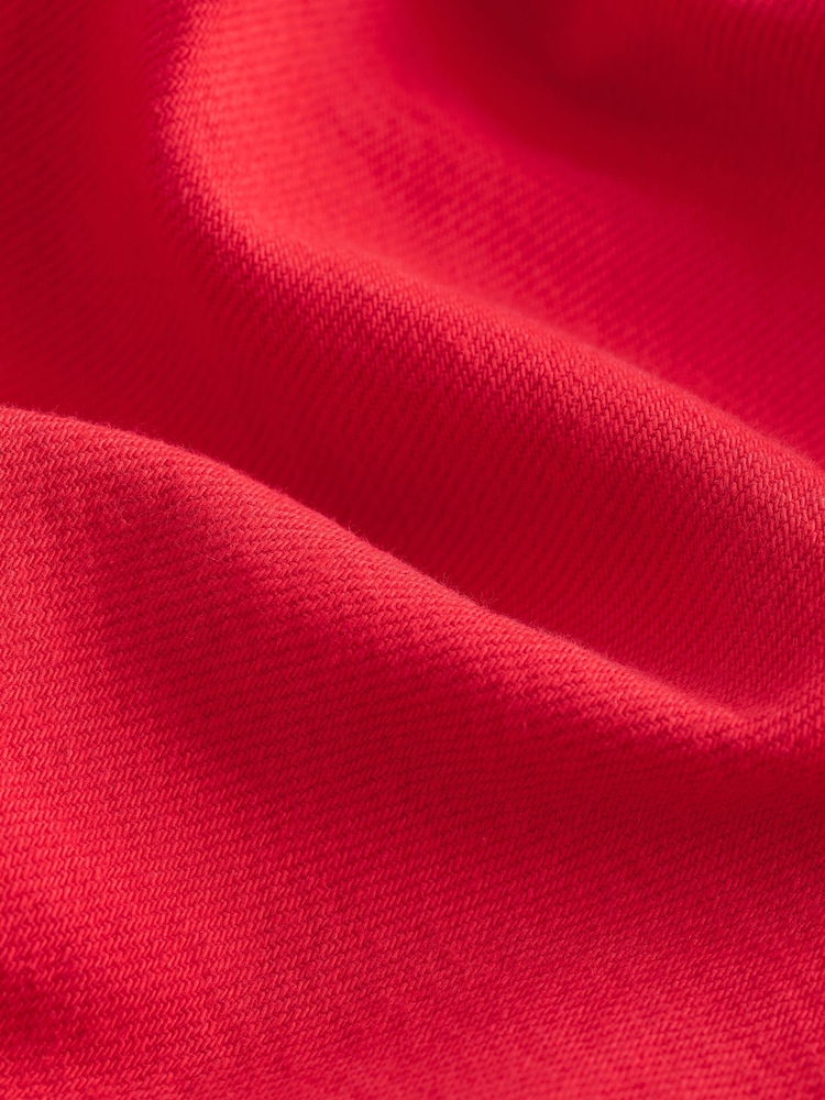 Red 100% Cotton Cropped Oversized Denim Shirt - Image 7 of 7