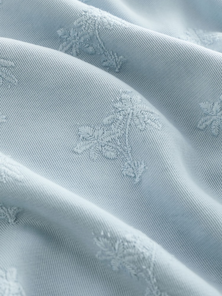 Blue Embroidered Cropped Boxy TENCEL™ Shirt - Image 2 of 6