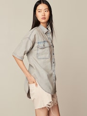 Pink Tinted Short Sleeve Denim Shirt - Image 2 of 7