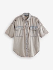 Pink Tinted Short Sleeve Denim Shirt - Image 6 of 7