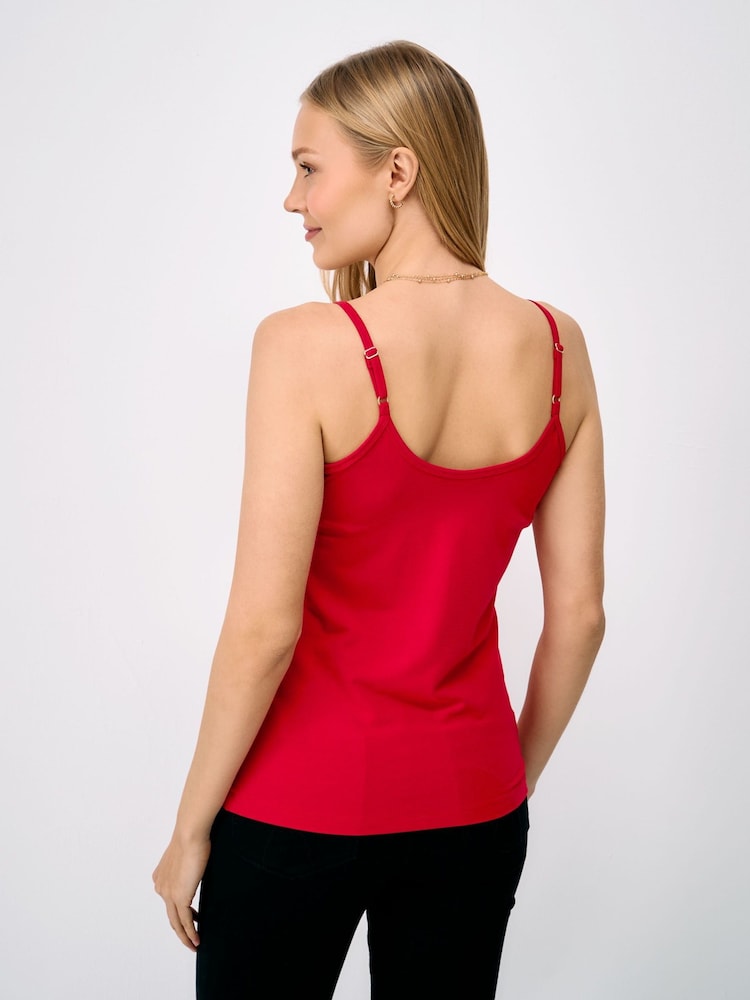 Crew Clothing Red Strappy Cotton Modal Cami Vest - Image 2 of 5 Crew Clothing Red Strappy Cotton Modal Cami Vest - Image 2 of 5