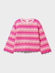 Crew Clothing Red Scalloped Pointelle Jumper - Image 1 of 3