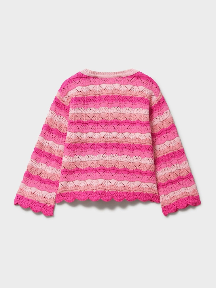 Crew Clothing Red Scalloped Pointelle Jumper - Image 2 of 3