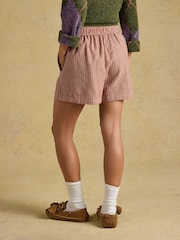 Joules Amara Rust Stripe Pull on Flannel Shorts - Image 5 of 9