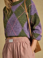 Joules Amara Rust Stripe Pull on Flannel Shorts - Image 6 of 9