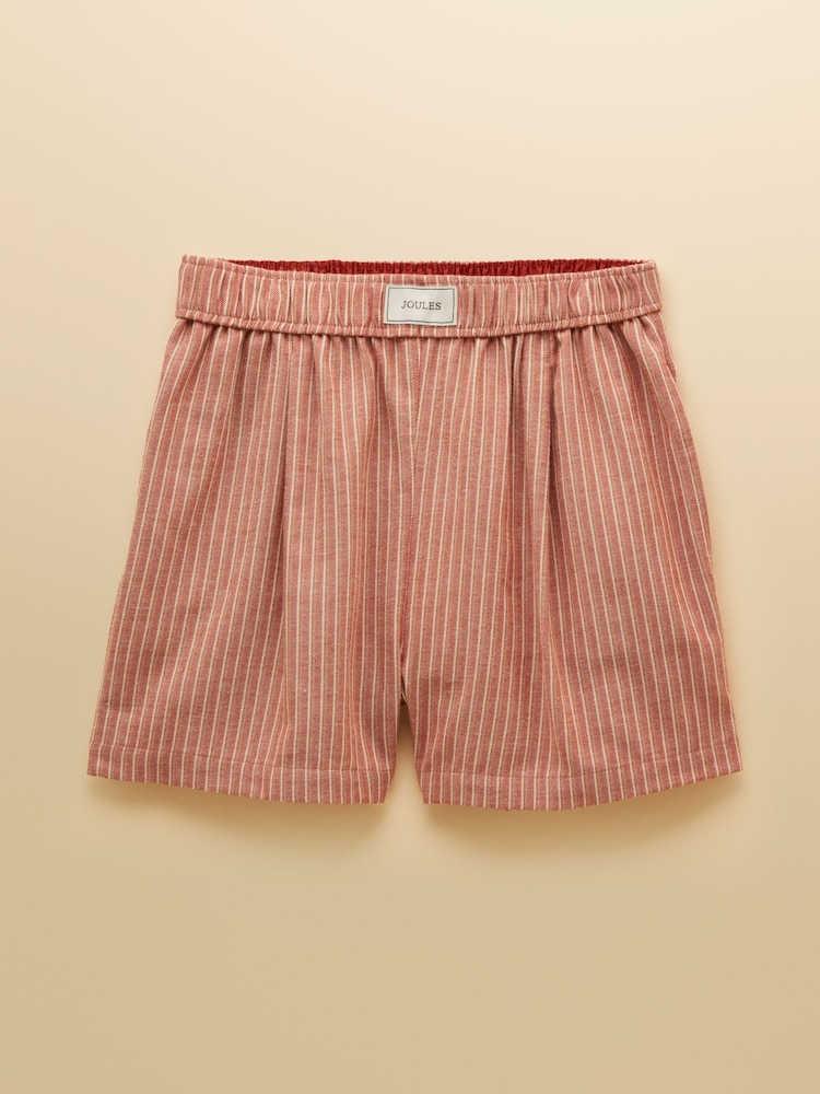 Rayures rouille - Joules Amara Pull On Flannel Pyjama Shorts - Image 6 sur 6
