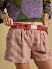 Joules Amara Rust Stripe Pull on Flannel Shorts - Image 8 of 9