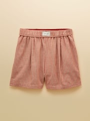 Joules Amara Rust Stripe Pull on Flannel Shorts - Image 9 of 9