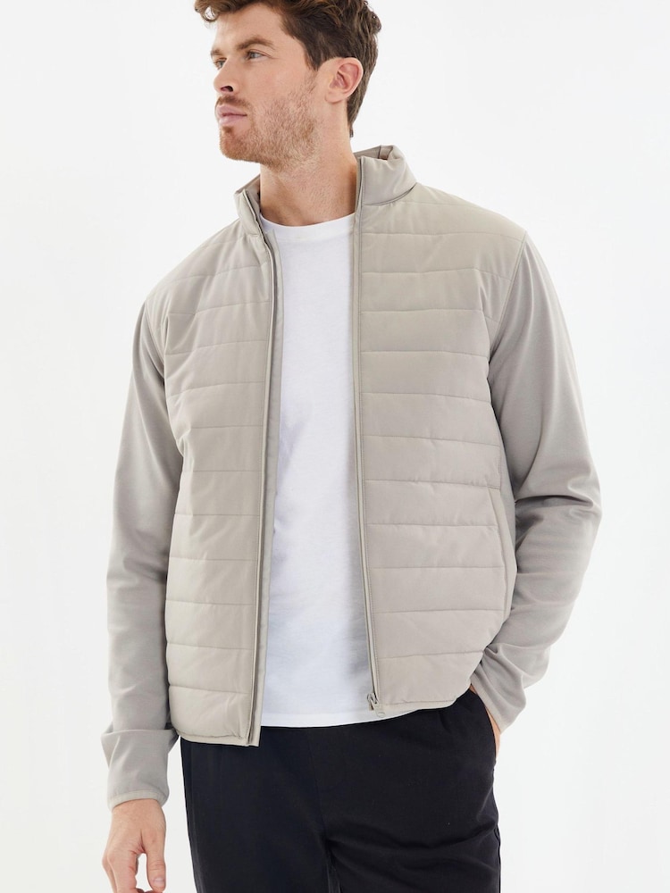 Threadbare Grey Luxe Quilted Hybrid Jacket - Image 1 of 1