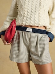 Joules Amara Navy Stripe Pull on Flannel Shorts - Image 3 of 7