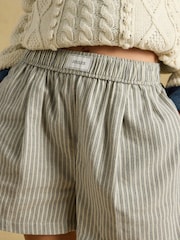 Joules Amara Navy Stripe Pull on Flannel Shorts - Image 5 of 7