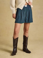 Joules Amara Navy Check Pull on Flannel Shorts - Image 1 of 8