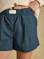 Joules Amara Navy Check Pull on Flannel Shorts - Image 7 of 8