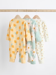 Yellow Baby Printed Footless 100% Cotton Sleepsuits 3 Pack (0mths-3yrs) - Image 2 of 8