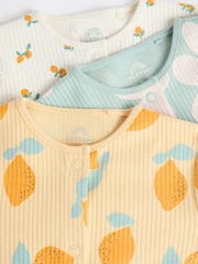 Yellow Baby Printed Footless 100% Cotton Sleepsuits 3 Pack (0mths-3yrs) - Image 4 of 8