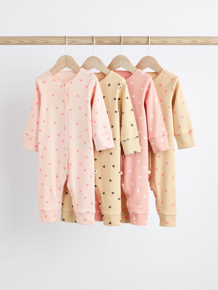 Pink 4 Pack Baby Footless Sleepsuits (0mths-3yrs) - Image 1 of 7