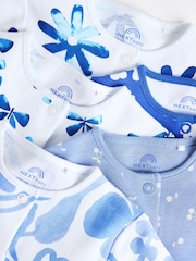 Blue Baby Footed 100% Cotton Sleepsuits 5 Pack (0mths-2yrs) - Image 10 of 14