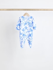 Blue Baby Footed 100% Cotton Sleepsuits 5 Pack (0mths-2yrs) - Image 3 of 14
